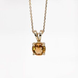 Solitaire Citrine Pendant in Solid 14K Gold | Rabbit Bail | Fine Jewelry